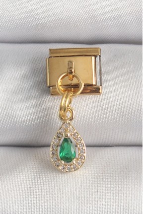 316l çelik Gold Renk Sallantı Damla Yeşil Zirkon Taşlı Nomination Charm 316l çelik Gold Renk Sallantı Damla Yeşil Zirkon Taşlı Nomination Charm