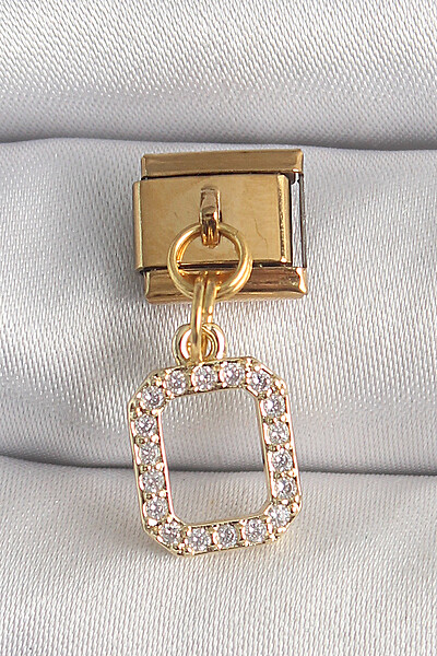 316l çelik Gold Renk Sallantı Kare Zirkon Taşlı Nomination Charm