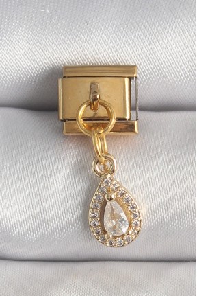 316l çelik Gold Renk Sallantı Damla Zirkon Taşlı Nomination Charm 316l çelik Gold Renk Sallantı Damla Zirkon Taşlı Nomination Charm