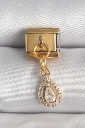 316l çelik Gold Renk Sallantı Damla Zirkon Taşlı Nomination Charm 316l çelik Gold Renk Sallantı Damla Zirkon Taşlı Nomination Charm