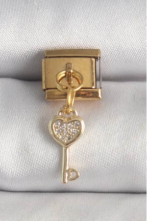 316l çelik Gold Renk Sallantı Zirkon Taşlı Kalpli Anahtar Model Nomination Charm 316l çelik Gold Renk Sallantı Zirkon Taşlı Kalpli Anahtar Model Nomination Charm
