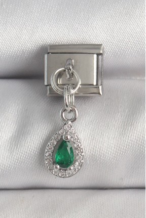 316l çelik Gümüş Renk Sallantı Yeşil Zirkon Taşlı Damla Model Nomination Charm 316l çelik Gümüş Renk Sallantı Yeşil Zirkon Taşlı Damla Model Nomination Charm