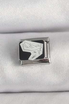 316l çelik Gümüş Renk Siyah Beyaz Kuş İşlemeli Nomination Charm