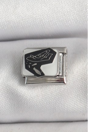 316l çelik Gümüş Renk Beyaz Siyah Uçak İşlemeli Portre Model Nomination Charm 316l çelik Gümüş Renk Beyaz Siyah Uçak İşlemeli Portre Model Nomination Charm