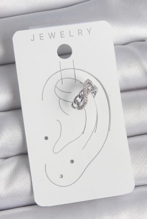 Pirinç Gümüş Renk Zirkon Taşlı Zincir Sonsuzluk Model Kadın Kıkırdak Küpe Pirinç Gümüş Renk Zirkon Taşlı Zincir Sonsuzluk Model Kadın Kıkırdak Küpe