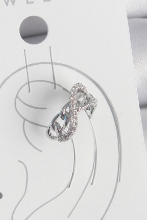 Pirinç Gümüş Renk Zirkon Taşlı Zincir Sonsuzluk Model Kadın Kıkırdak Küpe Pirinç Gümüş Renk Zirkon Taşlı Zincir Sonsuzluk Model Kadın Kıkırdak Küpe