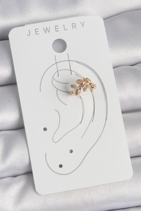 Pirinç Gold Renk Zirkon Taşlı Yaprak Model Kadın Kıkırdak Küpe Pirinç Gold Renk Zirkon Taşlı Yaprak Model Kadın Kıkırdak Küpe