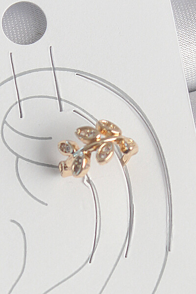 Pirinç Gold Renk Zirkon Taşlı Yaprak Model Kadın Kıkırdak Küpe