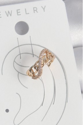 Pirinç Gold Renk Zirkon Taşlı Sonsuzluk Zincir Model Kadın Kıkırdak Küpe Pirinç Gold Renk Zirkon Taşlı Sonsuzluk Zincir Model Kadın Kıkırdak Küpe