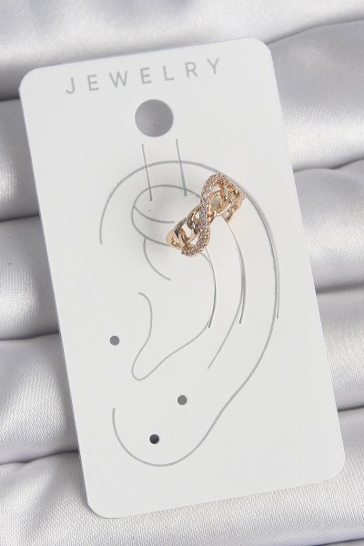 Pirinç Gold Renk Zirkon Taşlı Sonsuzluk Zincir Model Kadın Kıkırdak Küpe Pirinç Gold Renk Zirkon Taşlı Sonsuzluk Zincir Model Kadın Kıkırdak Küpe