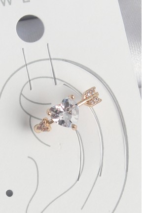 Pirinç Gold Renk Zirkon Taşlı Kalp Ok Model Kadın Kıkırdak Küpe Pirinç Gold Renk Zirkon Taşlı Kalp Ok Model Kadın Kıkırdak Küpe