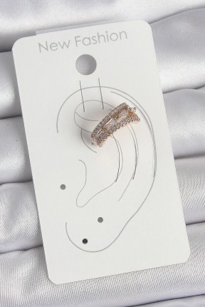 Pirinç Gold Renk Zirkon Taşlı 3'lü Sıralı Model Kadın Kıkırdak Küpe Pirinç Gold Renk Zirkon Taşlı 3'lü Sıralı Model Kadın Kıkırdak Küpe