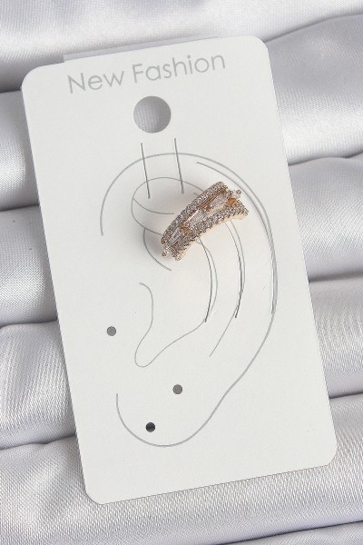 Pirinç Gold Renk Zirkon Taşlı 3'lü Sıralı Model Kadın Kıkırdak Küpe Pirinç Gold Renk Zirkon Taşlı 3'lü Sıralı Model Kadın Kıkırdak Küpe