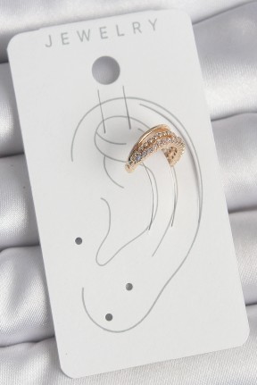 Pirinç Gold Renk Zirkon Taşlı 3'lü Sıralı Model Kadın Kıkırdak Küpe Pirinç Gold Renk Zirkon Taşlı 3'lü Sıralı Model Kadın Kıkırdak Küpe