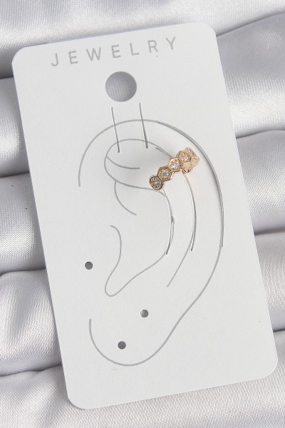 Pirinç Gold Renk Zirkon Taşlı Bal Peteği Model Kadın Kıkırdak Küpe Pirinç Gold Renk Zirkon Taşlı Bal Peteği Model Kadın Kıkırdak Küpe