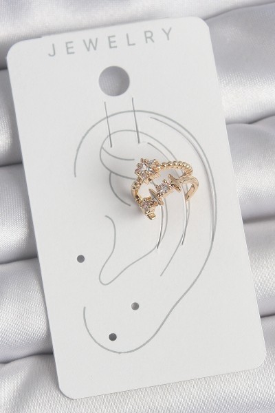 Pirinç Gold Renk Zirkon Taşlı Yıldız Model Kadın Kıkırdak Küpe Pirinç Gold Renk Zirkon Taşlı Yıldız Model Kadın Kıkırdak Küpe