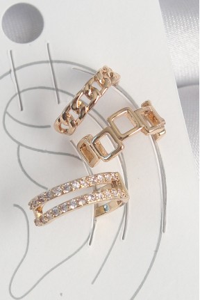 Pirinç Gold Renk Zirkon Taşlı Kare Zincir Model Kadın Kıkırdak Küpe Pirinç Gold Renk Zirkon Taşlı Kare Zincir Model Kadın Kıkırdak Küpe