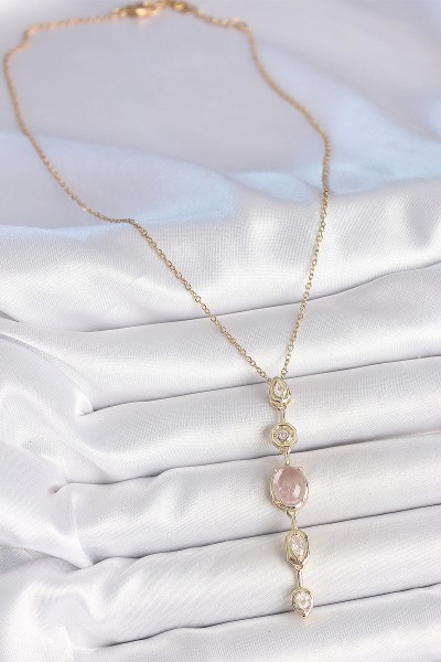 316l çelik Zincir Gold Renk Pembe Zirkon Taşlı Y Kolye 316l çelik Zincir Gold Renk Pembe Zirkon Taşlı Y Kolye