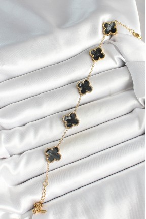 316l çelik Sedefli Siyah Gold Renk Yonca Kadın Bileklik 316l çelik Sedefli Siyah Gold Renk Yonca Kadın Bileklik