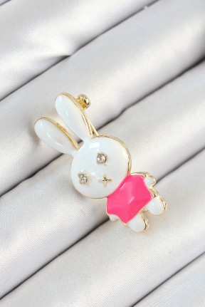 Zirkon Taş Detaylı Beyaz Ve Pembe 3d Tavşan Figürlü Kadın Broş Zirkon Taş Detaylı Beyaz Ve Pembe 3d Tavşan Figürlü Kadın Broş