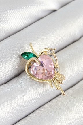 Pembe Ve Yeşil Zirkon Taşlı 3d Eriyen Kalp Figürlü Gold Renk Kadın Broş Pembe Ve Yeşil Zirkon Taşlı 3d Eriyen Kalp Figürlü Gold Renk Kadın Broş