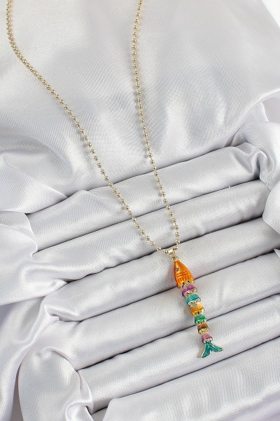 Pirinç Rainbow Balık Model Zirkon Taşlı Gold Renk Kadın Kolye Pirinç Rainbow Balık Model Zirkon Taşlı Gold Renk Kadın Kolye