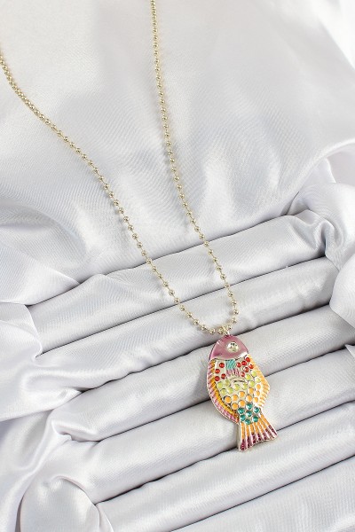 Pirinç Rainbow Balık Model Zirkon Taşlı Gold Renk Kadın Kolye Pirinç Rainbow Balık Model Zirkon Taşlı Gold Renk Kadın Kolye