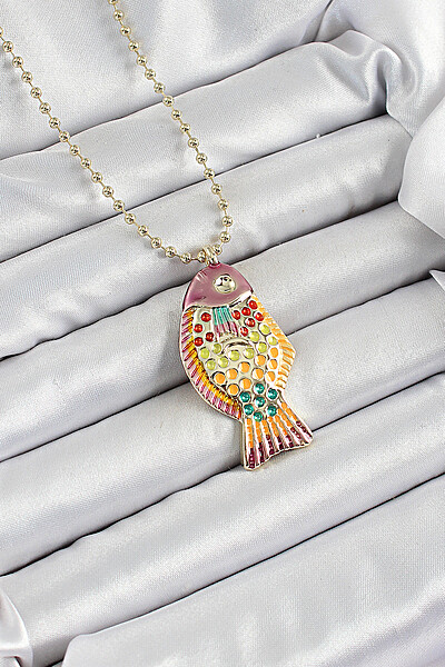 Pirinç Rainbow Balık Model Zirkon Taşlı Gold Renk Kadın Kolye Pirinç Rainbow Balık Model Zirkon Taşlı Gold Renk Kadın Kolye