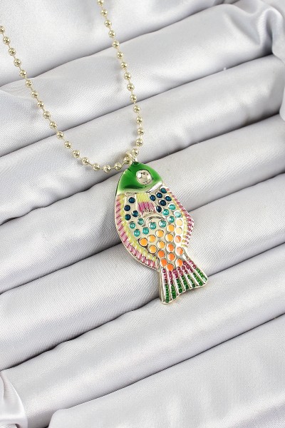 Pirinç Rainbow Balık Model Zirkon Taşlı Gold Renk Kadın Kolye Pirinç Rainbow Balık Model Zirkon Taşlı Gold Renk Kadın Kolye