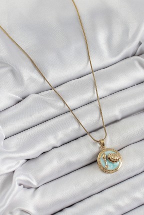 316l çelik Zincir Turkuaz Mineli Sanatsal Portre İstiridye Model Gold Renk Kadın Kolye 316l çelik Zincir Turkuaz Mineli Sanatsal Portre İstiridye Model Gold Renk Kadın Kolye