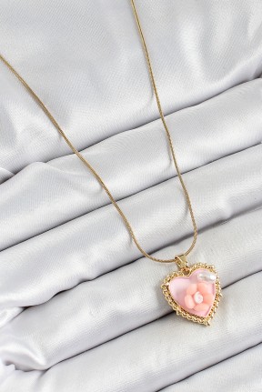 316l çelik Zincir Pembe Sanatsal Portre İnci Detaylı Papatya Figürlü Kalp Model Gold Renk Kadın Kolye 316l çelik Zincir Pembe Sanatsal Portre İnci Detaylı Papatya Figürlü Kalp Model Gold Renk Kadın Kolye