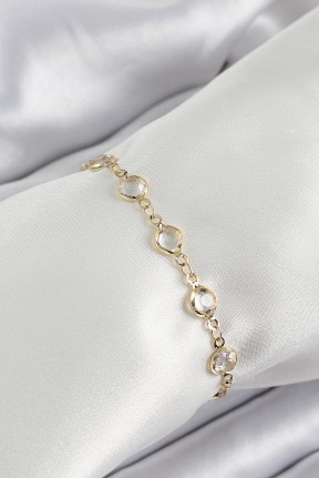 Pirinç Gold Renk Zirkon Taşlı Kadın Bileklik Pirinç Gold Renk Zirkon Taşlı Kadın Bileklik