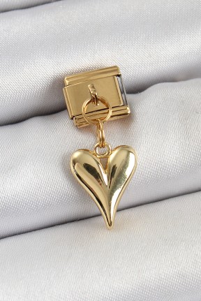 316l çelik Sallantılı Kalp Model Gold Renk Nomination Charm
