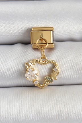 316l çelik Sallantılı Zirkon Taşlı Kalp Model Gold Renk Nomination Charm 316l çelik Sallantılı Zirkon Taşlı Kalp Model Gold Renk Nomination Charm