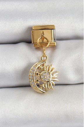 316l çelik Sallantılı Zirkon Taşlı Ay Ve Güneş Model Gold Renk Nomination Charm 316l çelik Sallantılı Zirkon Taşlı Ay Ve Güneş Model Gold Renk Nomination Charm