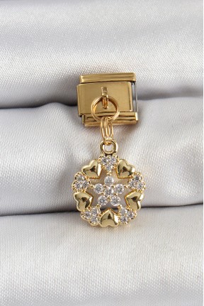 316l çelik Sallantılı Zirkon Taşlı Kalp Detaylı Yıldz Model Gold Renk Nomination Charm 316l çelik Sallantılı Zirkon Taşlı Kalp Detaylı Yıldz Model Gold Renk Nomination Charm