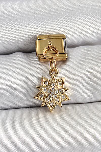 316l çelik Sallantılı Zirkon Taşlı Yıldız Model Gold Renk Nomination Charm