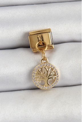 316l çelik Sallantılı Zirkon Taşlı Hayat Ağacı Model Gold Renk Nomination Charm 316l çelik Sallantılı Zirkon Taşlı Hayat Ağacı Model Gold Renk Nomination Charm