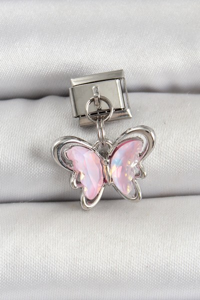 316l çelik Gümüş Renk Pembe Kelebek Nomination Charm 316l çelik Gümüş Renk Pembe Kelebek Nomination Charm