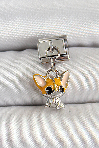 316l çelik Gümüş Renk Chihuahua Köpek Model Nomination Charm