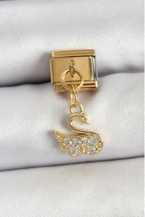 316l çelik Sallantılı Zirkon Taşlı Kuğumodel Gold Renk Nomination Charm 316l çelik Sallantılı Zirkon Taşlı Kuğumodel Gold Renk Nomination Charm