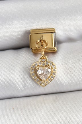 316l çelik Sallantılı Zirkon Taşlı Kalp Model Gold Renk Nomination Charm 316l çelik Sallantılı Zirkon Taşlı Kalp Model Gold Renk Nomination Charm