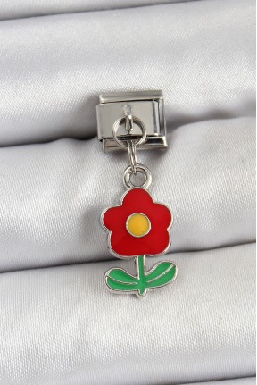 316l çelik Sallantılı Kırmızı Papatya Model Gümüş Renk Nomination Charm 316l çelik Sallantılı Kırmızı Papatya Model Gümüş Renk Nomination Charm