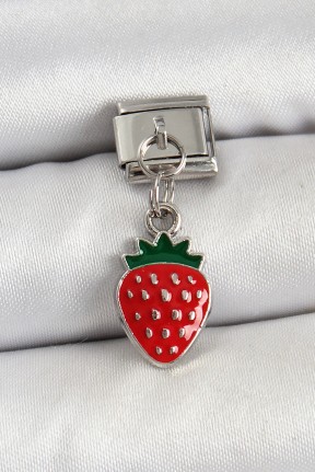 316l çelik Sallantılı çilek Model Gümüş Renk Nomination Charm