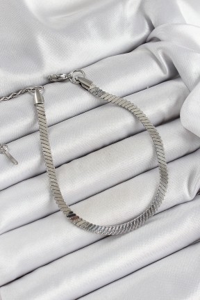 316l çelik Gümüş Renk Yassı Zincir Model Kadın Bileklik 316l çelik Gümüş Renk Yassı Zincir Model Kadın Bileklik