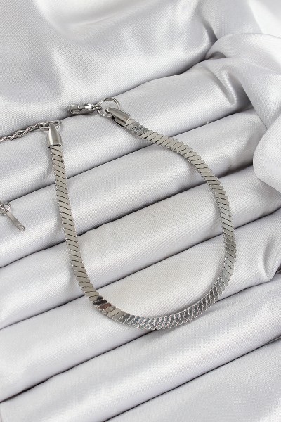 316l çelik Gümüş Renk Yassı Zincir Model Kadın Bileklik 316l çelik Gümüş Renk Yassı Zincir Model Kadın Bileklik
