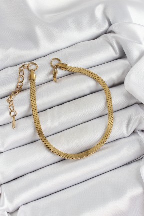 316l çelik Gold Renk Yassı Zincir Model Kadın Bileklik 316l çelik Gold Renk Yassı Zincir Model Kadın Bileklik