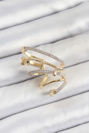 Pirinç Zirkon Taşlı Sıkıştırma Sağ Kıkırdak Gold Renk Kadın Küpe Pirinç Zirkon Taşlı Sıkıştırma Sağ Kıkırdak Gold Renk Kadın Küpe