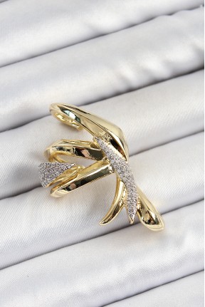 Pirinç Zirkon Taşlı Sıkıştırma Sağ Kıkırdak Gold Renk Kadın Küpe Pirinç Zirkon Taşlı Sıkıştırma Sağ Kıkırdak Gold Renk Kadın Küpe