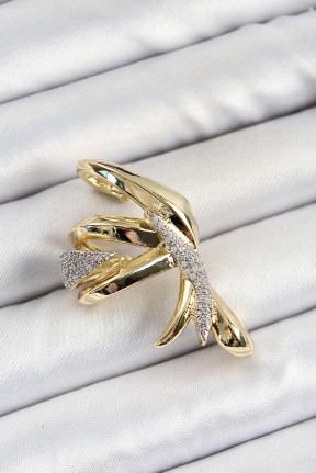 Pirinç Zirkon Taşlı Sıkıştırma Sağ Kıkırdak Gold Renk Kadın Küpe Pirinç Zirkon Taşlı Sıkıştırma Sağ Kıkırdak Gold Renk Kadın Küpe